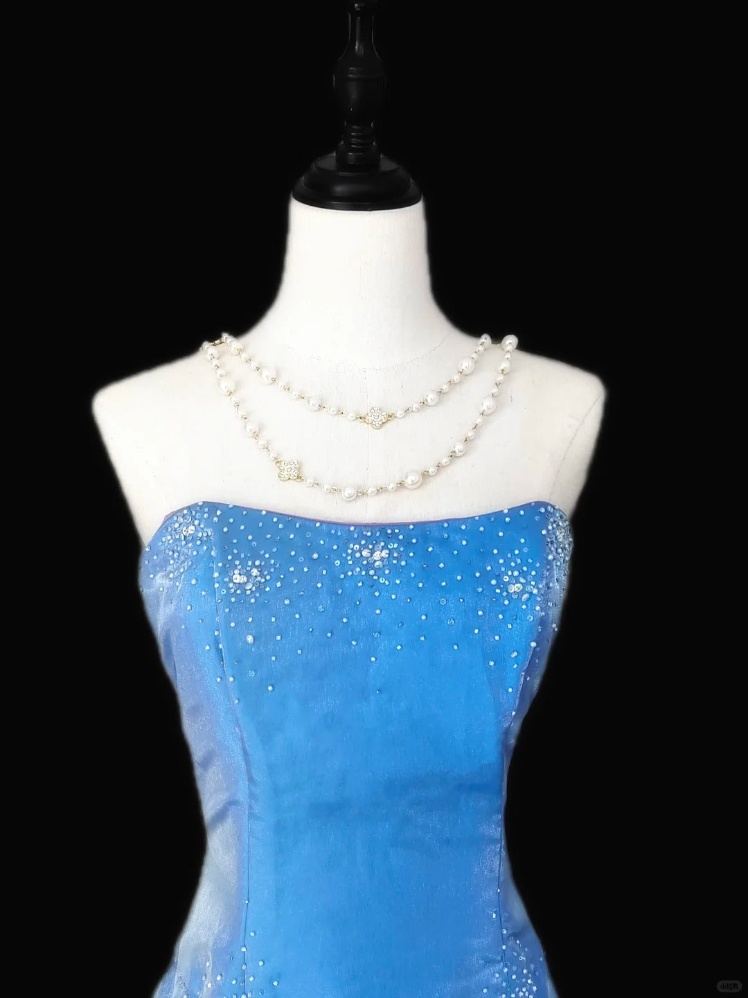 Blue Gorgeous Elegant Beautiful Exquisite Beaded Long Floor Length Satin Ball Gown Evening Dress Party Dress Prom Dress nv3983