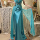 Blue Beaded Long Satin Mermaid Ball Gown Evening Gown Party Dress nv4320