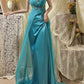 Blue Beaded Long Satin Mermaid Ball Gown Evening Gown Party Dress nv4320