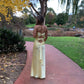Yellow Fashion Elegant Satin Backless Long Spaghetti Straps Evening Gown Prom Dress nv1667
