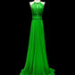 Green fashion elegant pattern long strap backless Wedding Guest Dresses floor-length chiffon ball gown evening dress birthday party dress prom dress nv3969