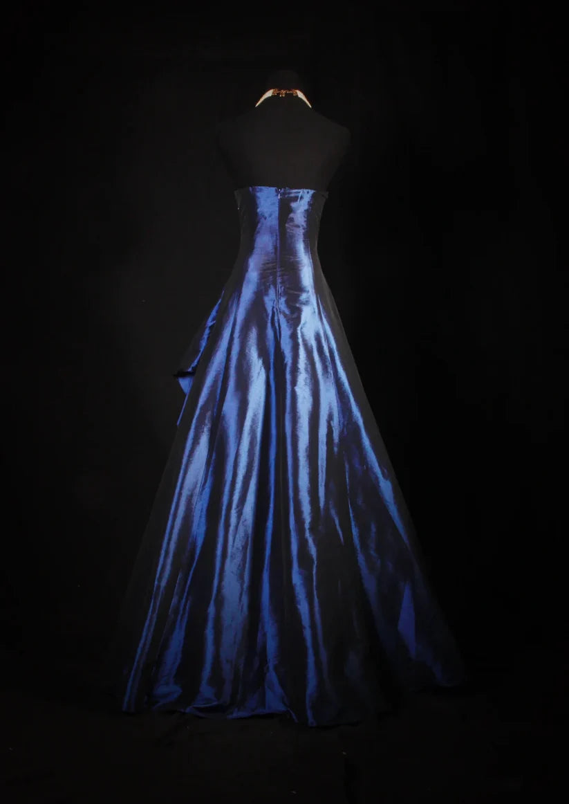 Navy Blue Gorgeous Shiny Vintage Fashion Off Shoulder Exquisite Beading Long Satin Elegant Ball Gown Party Dress Prom Dress nv3852