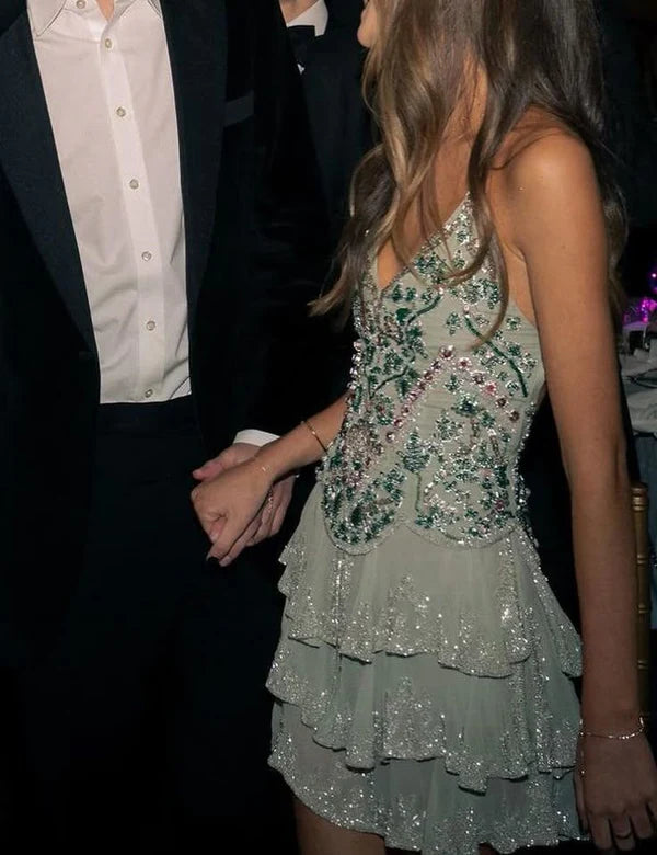 NiceVestidos-Green Gorgeous Exquisite Beaded Short Chiffon Homecoming Dress Hoco Dress nv5489