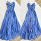 Blue/Purple/Burgundy Fashion Elegant Spaghetti Strap Applique Fairy Long Chiffon Ball Gown Evening Gown Party Dress nv3775