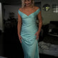 Blue Fashion Elegant Off Shoulder Long Mermaid Satin Formal Ladies Prom Dress Evening Dress Party Dress Prom Dress nv3931
