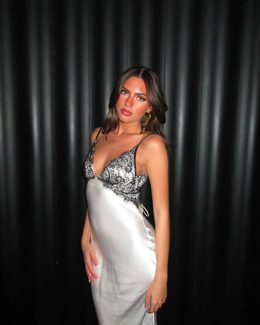 Beautiful Cream Stunning Black Lace Long Backless Satin Party Gown Evening Dress Accompanying Dress nv4106