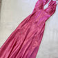 Green/Purple/Pink vintage V neck exquisite embroidery applique long satin elegant party dress evening gown prom dress nv2045