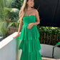 Grünes mehrlagiges, gerüschtes langes Ballkleid, Abendkleid, Partykleid, NV2223