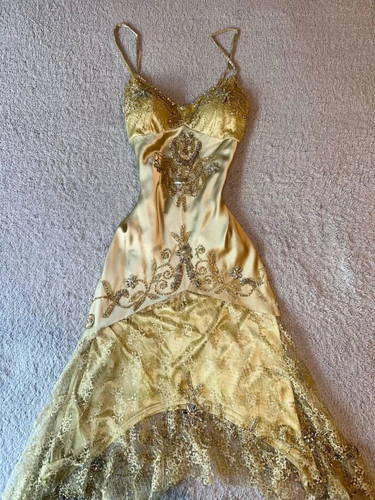 NiceVestidos--Gold exquisite beaded short/mid-length homecoming dress cocktail party dress NV5715