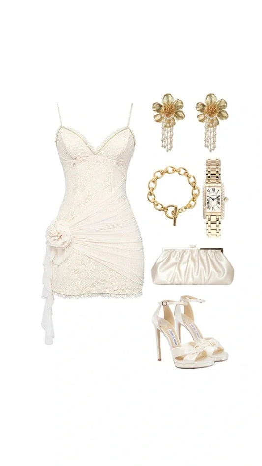 NiceVestidos-WHITE LACE SHORT HOMECOMING DRESS HOCO DRESS nv5483