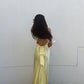 Yellow V-neck backless fashion elegant long satin ball gown evening dress wedding guest party dress nv2013