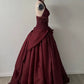Halter Sleeveless Burgundy Satin Maxi Dress Luxury Elegant Tassel Waist Ball Gown for Gala Ball NV6299