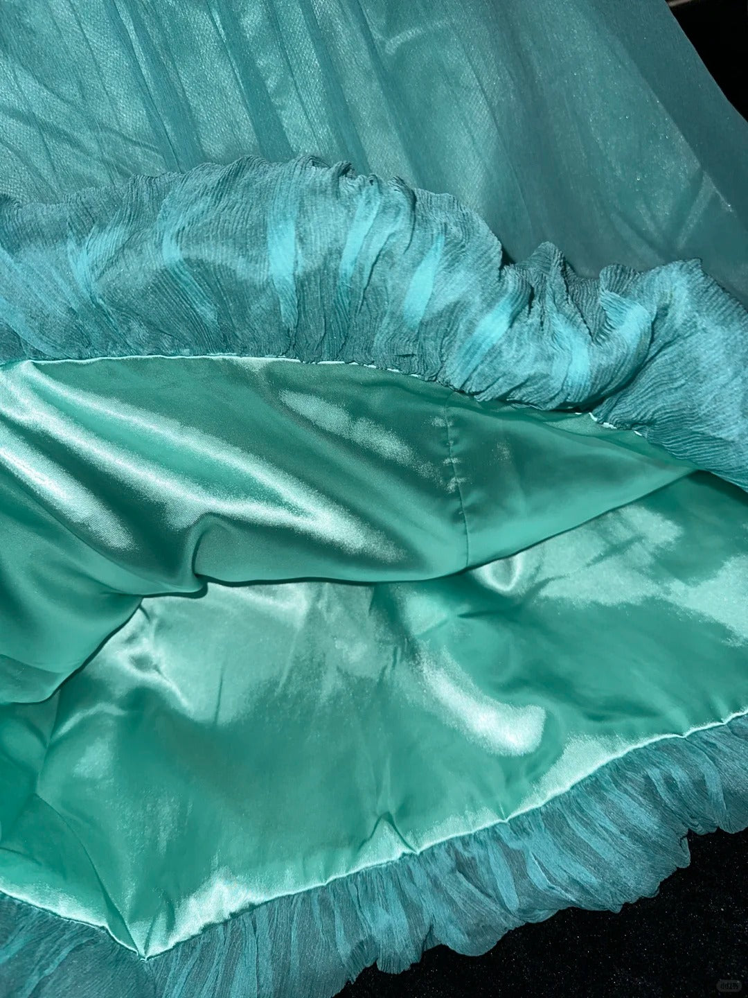 Mint Green Floral Halter Short Satin Tulle Homecoming Dress Evening Dress Birthday Party Dress nv4689