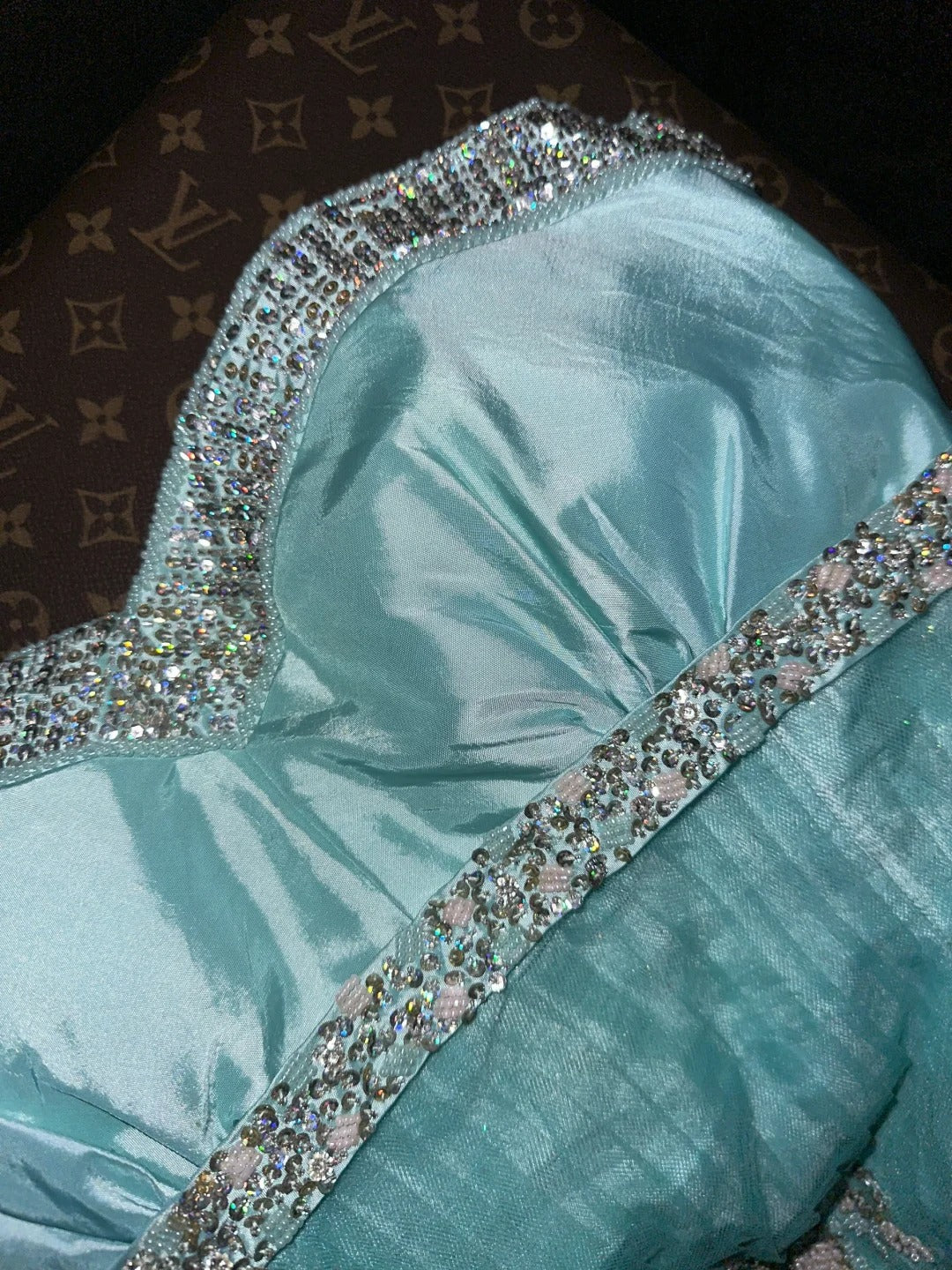 Robe de soirée longue en satin et tulle bleu, élégante, à perles, à la mode, nv4688