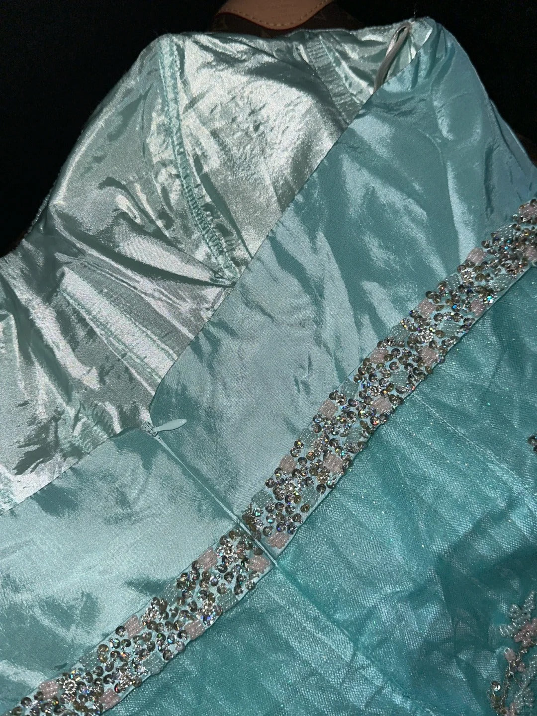 Robe de soirée longue en satin et tulle bleu, élégante, à perles, à la mode, nv4688