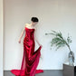 Red Fashionable Gorgeous Elegant Exquisite Long Satin Mermaid Floor-length Tail Ball Gown Evening Gown Wedding Dress nv4057