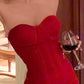 Bright Red Sequin Bandeau Mini Dress: Back Lace-up, Fitted Bodycon, Party Centerpiece Gown NV6412