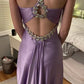 Charming Purple Satin Beaded Long Prom Gown Evening Gown Party Dress nv2229