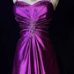 Lila Perlenbesetztes elegantes langes Satin-Ballkleid, Abendkleid, NV4929