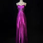 Lila Perlenbesetztes elegantes langes Satin-Ballkleid, Abendkleid, NV4929