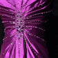 Lila Perlenbesetztes elegantes langes Satin-Ballkleid, Abendkleid, NV4929