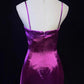 Lila Perlenbesetztes elegantes langes Satin-Ballkleid, Abendkleid, NV4929