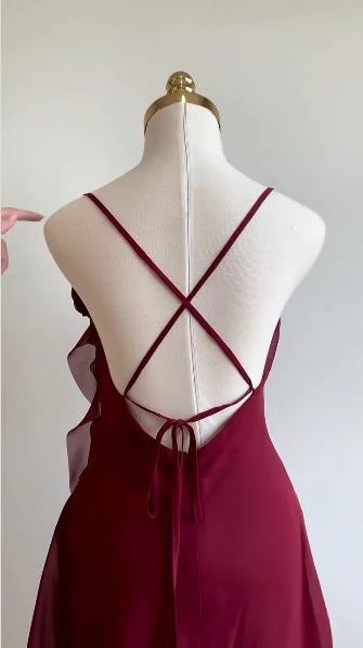 Burgundy One Shoulder Fashion Short Chiffon Homecoming Dress Birthday Party Dress nv5277