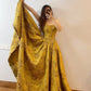 Gold Fashion Elegant Vintage Long Satin Ball Gown Evening Dress nv4774