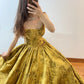 Gold Fashion Elegant Vintage Long Satin Ball Gown Evening Dress nv4774