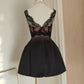 Black Pink Homecoming Dress Satin Lace Holiday Dress Short Birthday Dress nv4268