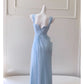 NiceVestidos-Homecoming Dress Blue Suspender Design Waist Long French Retro Summer Popular Dress For Women nv5557