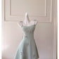 NiceVestidos-Short homecoming dress spring and summer new green bow sexy suspender dress design small dress nv5545