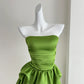 Green Homecoming Dress Spaghetti Strap A-Line Short Satin Prom Gown Party Dress nv4266