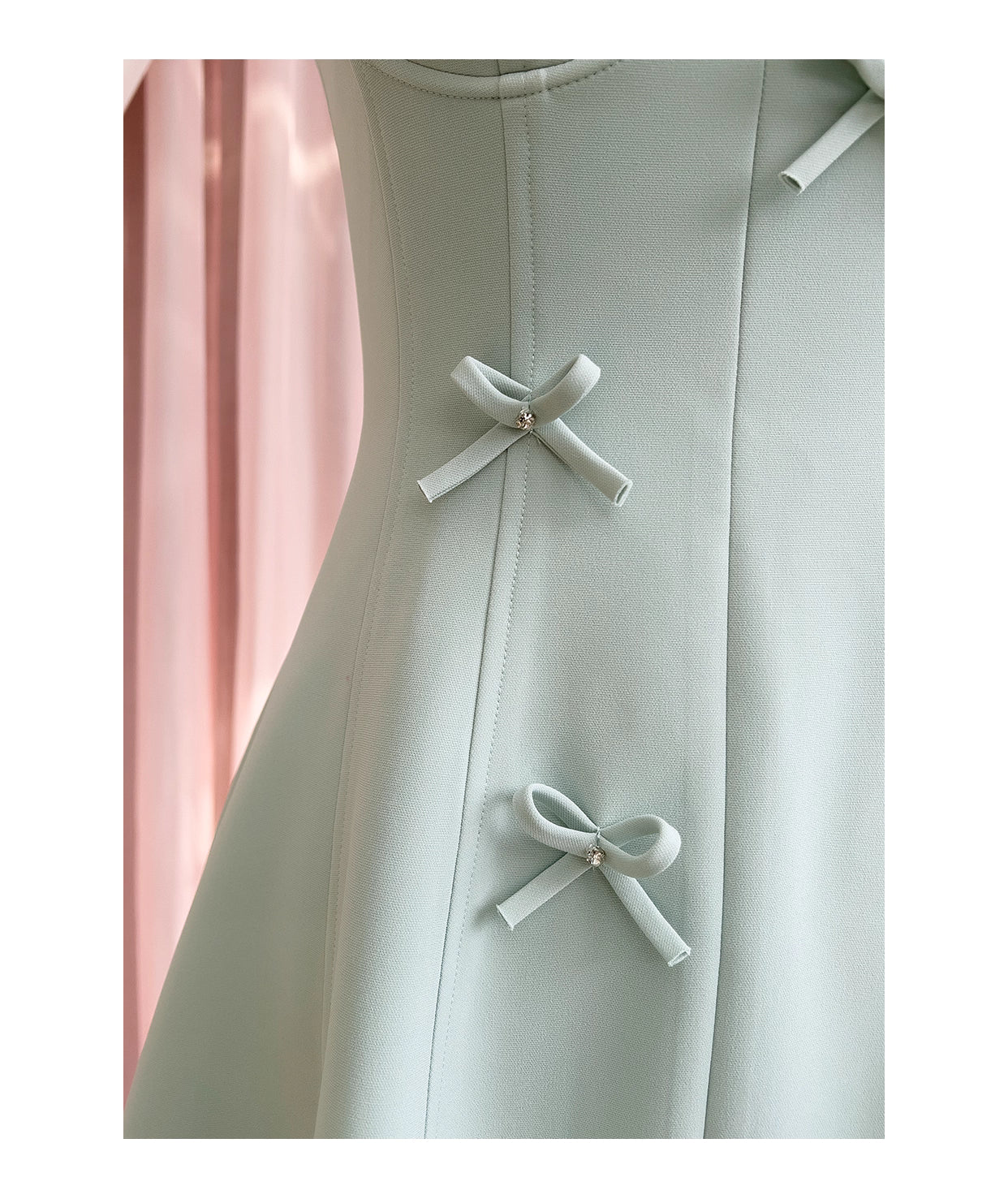 NiceVestidos-Short homecoming dress spring and summer new green bow sexy suspender dress design small dress nv5545