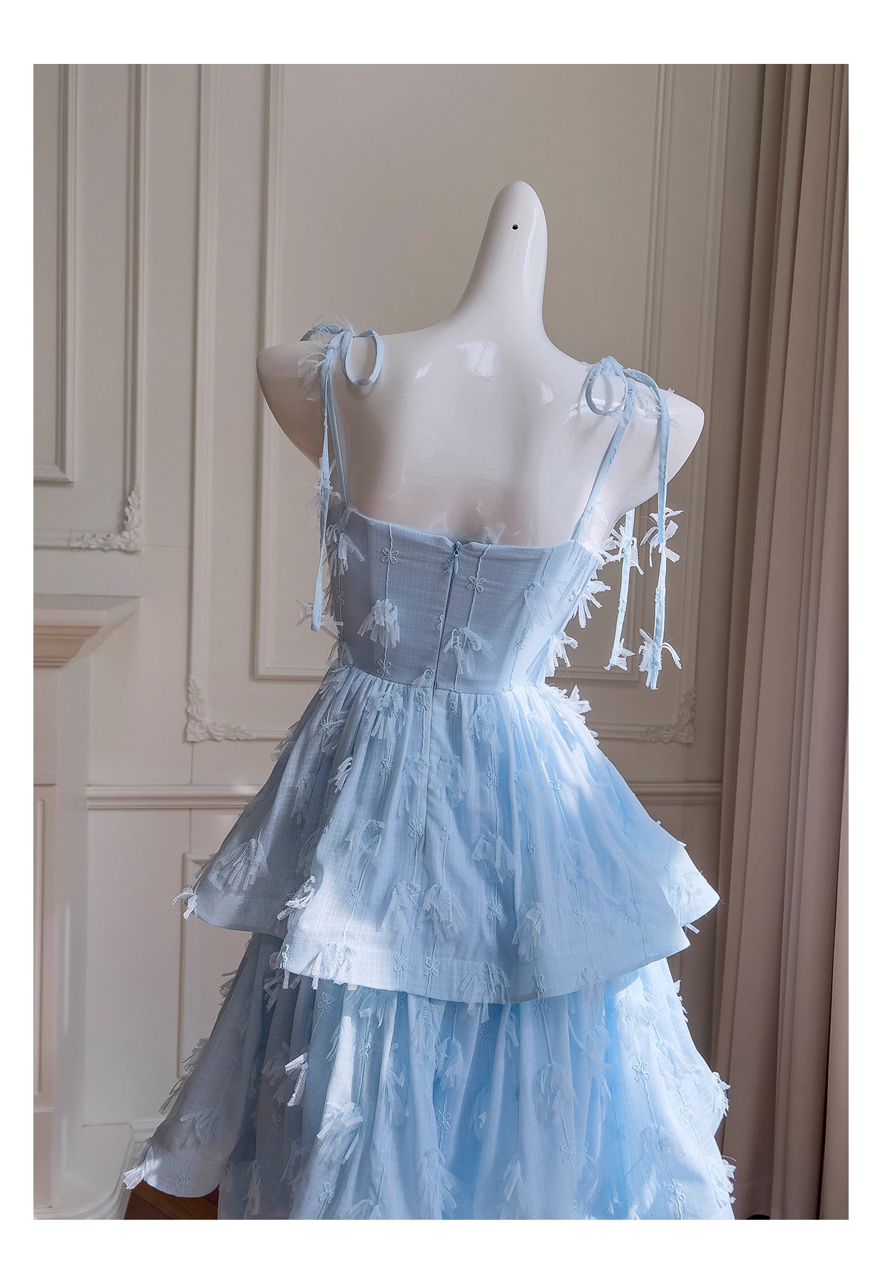 NiceVestidos-Homecoming-Kleid, blaues Chiffon-Kleid für Geburtstagstorte, schickes, einzigartiges langes Kleid mit Hosenträgern, nv5551