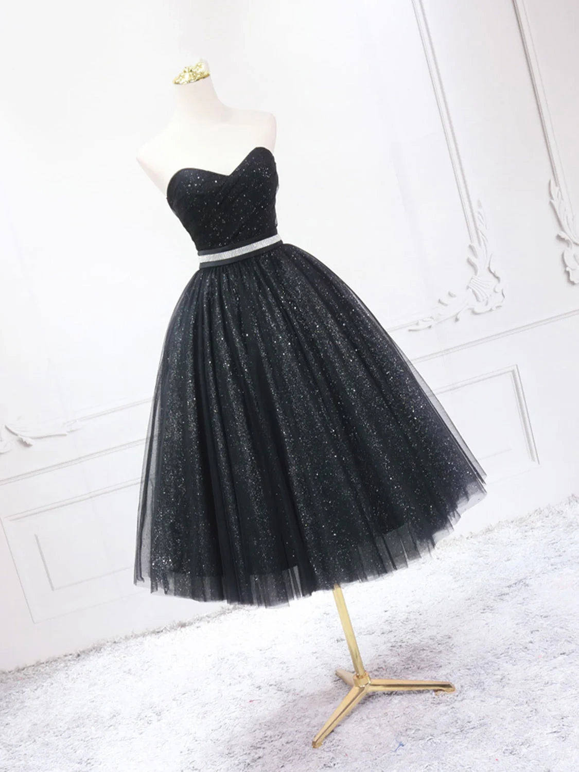 Robe de soirée courte noire à décolleté en cœur, robe de bal formelle, robe de retour, robe d'anniversaire, nv2116