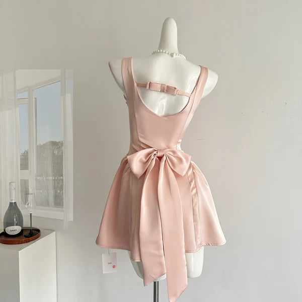 Pink Homecoming Dress Cute Short A-Line Square Satin Birthday Dress nv4273