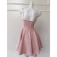 NiceVestidos-Short Homecoming Dress Pink Sequined Tweed Suspender Dress High-End Waist Slimming Bow Short Dress nv5544