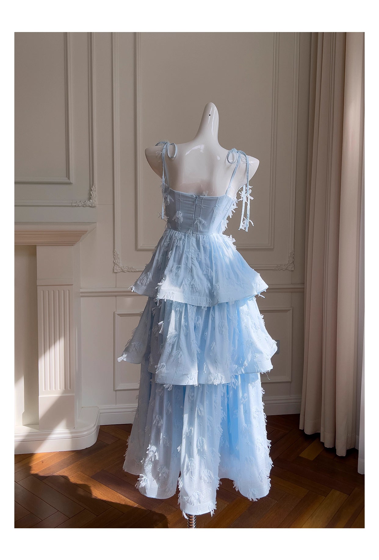 NiceVestidos-Homecoming-Kleid, blaues Chiffon-Kleid für Geburtstagstorte, schickes, einzigartiges langes Kleid mit Hosenträgern, nv5551