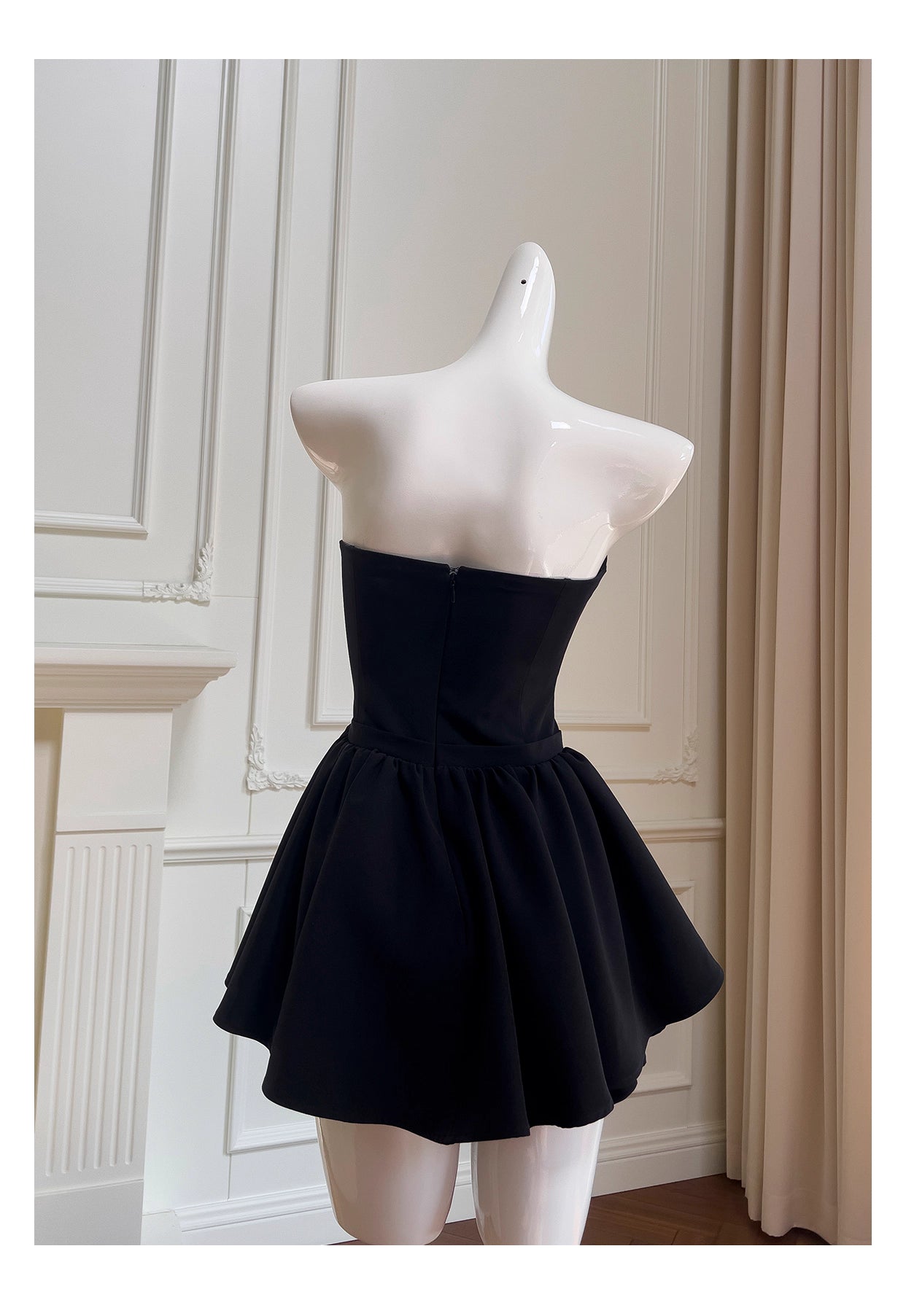 NiceVestidos-Short Homecoming Dress, Black, White, Pink, Strapless Dress, Slim Waist, Petite Dress nv5549
