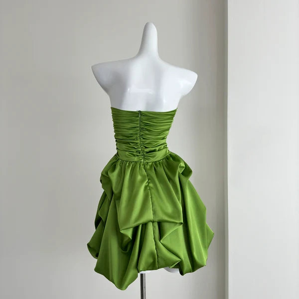 Green Homecoming Dress Spaghetti Strap A-Line Short Satin Prom Gown Party Dress nv4266