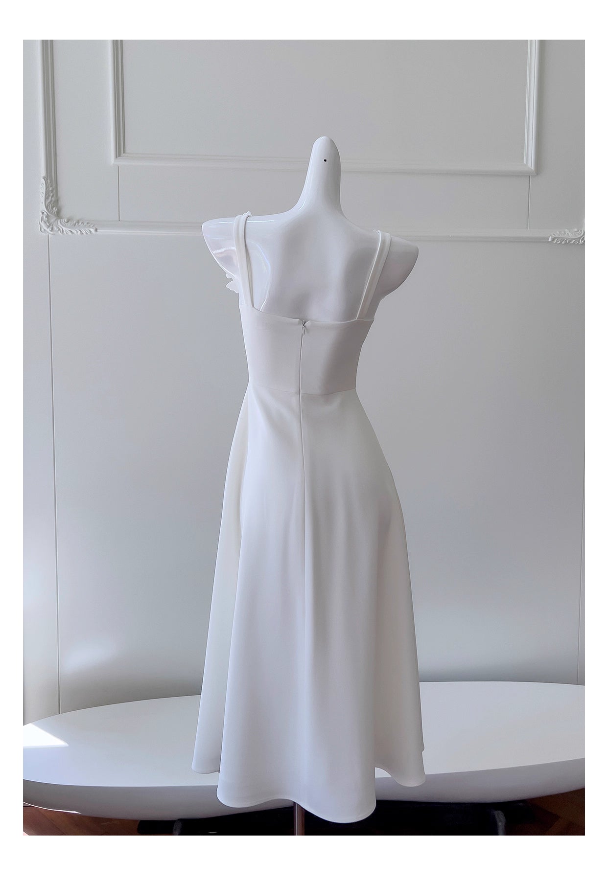 NiceVestidos - Robe de soirée blanche à bretelles et fleurs, coupe amincissante, style rétro français, pour femme, nv5556