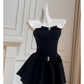 NiceVestidos-Short Homecoming Dress, Black, White, Pink, Strapless Dress, Slim Waist, Petite Dress nv5549