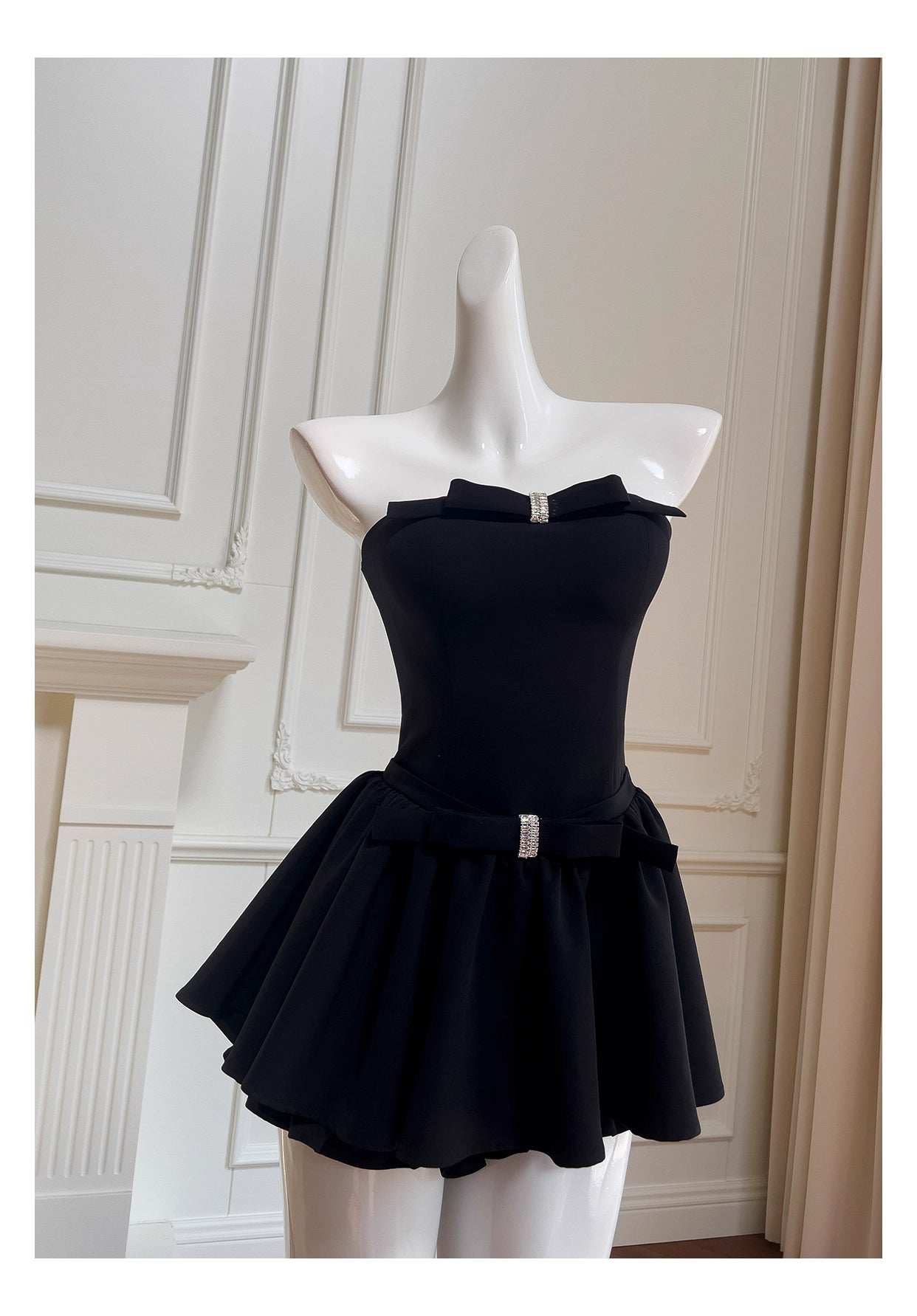 NiceVestidos-Short Homecoming Dress, Black, White, Pink, Strapless Dress, Slim Waist, Petite Dress nv5549