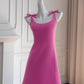 Robe de soirée courte, simple, courte, avec nœud et bretelles, taille haute, rose, rouge, petite taille, nv5550