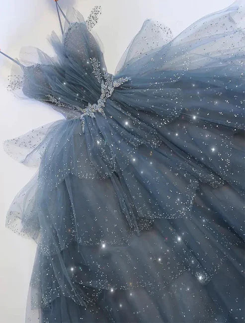 Blue gorgeous shiny elegant applique long tulle ball gown evening gown NiceVestidos Blue gorgeous shiny elegant applique long tulle ball gown evening gown NiceVestidos
