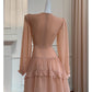 NiceVestidos-Homecoming Dress Floral Champagne Chiffon Gentle And Elegant Short Dress Party Dress nv5553