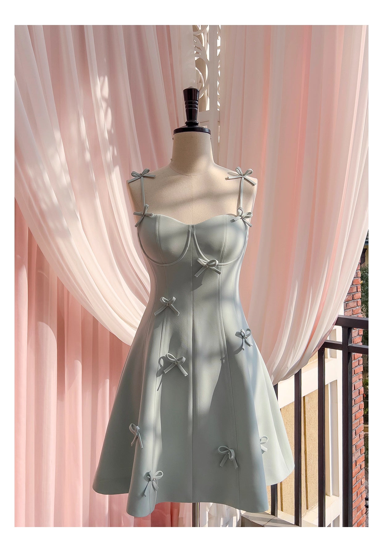 NiceVestidos-Short homecoming dress spring and summer new green bow sexy suspender dress design small dress nv5545
