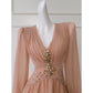 NiceVestidos-Homecoming Dress Floral Champagne Chiffon Gentle And Elegant Short Dress Party Dress nv5553