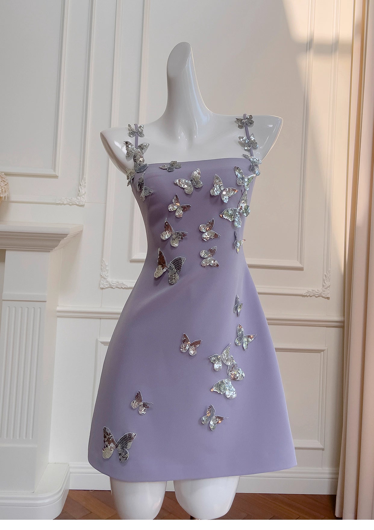 NiceVestidos-Homecoming Dress French Three-Dimensional Bow Purple Suspender Dress For Women High-End Luxury Stylish Slim nv5555